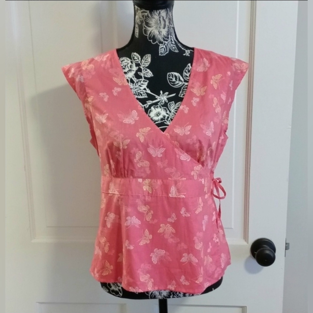 🆕️ 🦋VTG 2004 GAP🦋 - Pink/Yellow Butterly Print Wrap Top